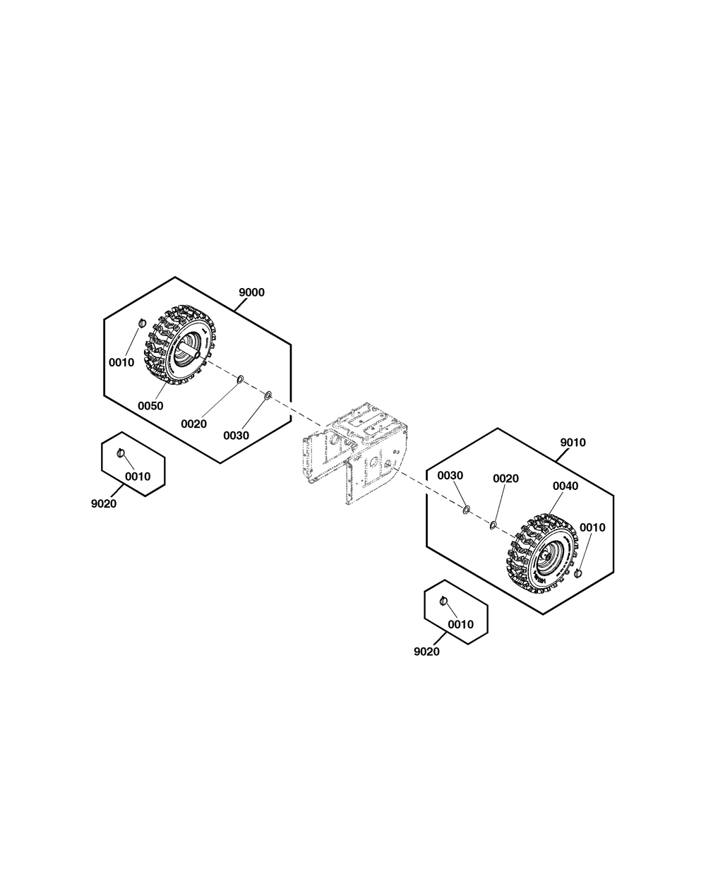 Wheels And Tires Group Diagram and Parts List for 1697355-00-S1224 2020 Briggs and Stratton Snow Blower